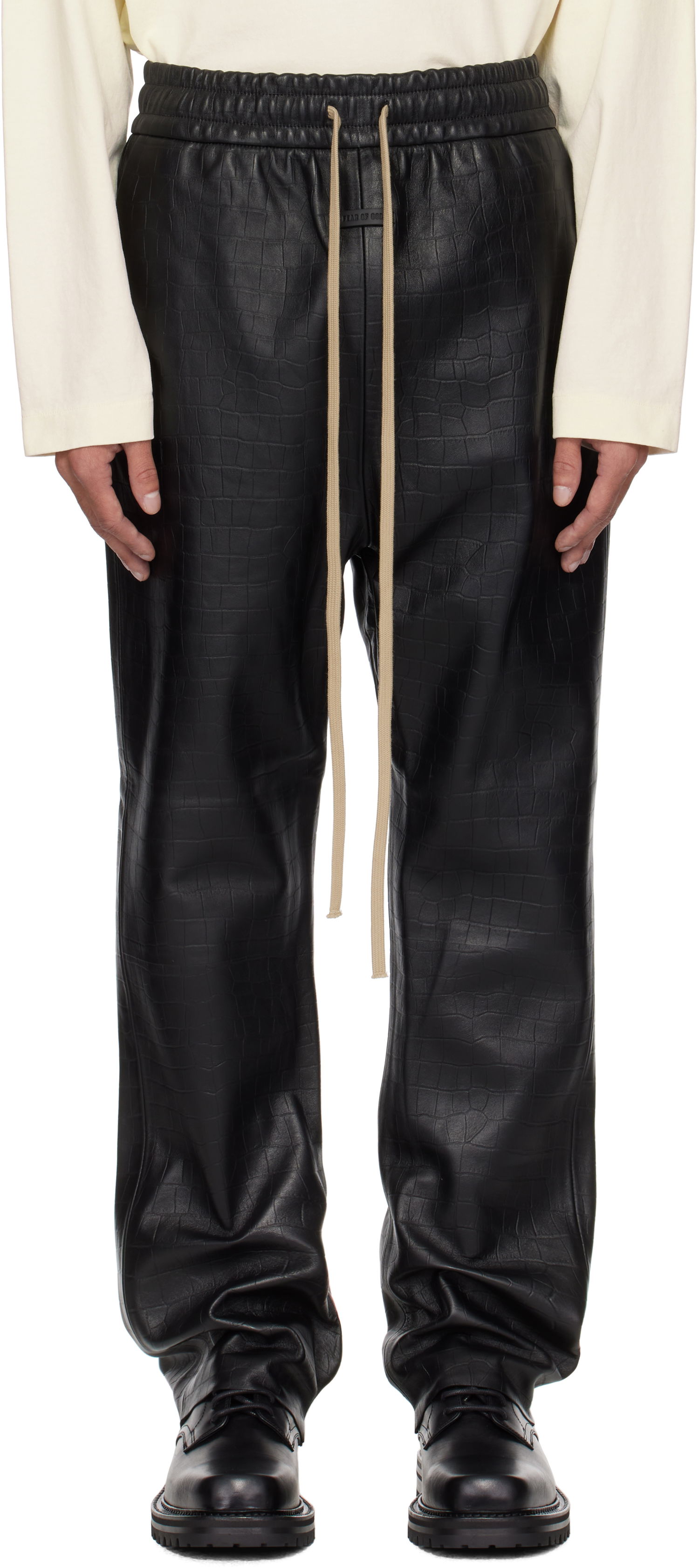 Спортни панталони Fear of God Fear of God Forum Leather Pants Черно | FGE240-4141CEN, 0