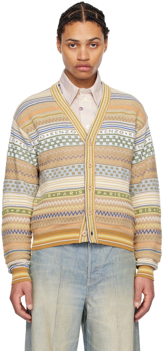 Пуловер KENZO Paris Fairisle Cardigan Бежово | FE55CA4413CC, 0
