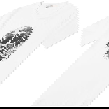 Тениска Alexander McQueen Metallic Skull Print T-Shirt Бяло | 776351QTAAQ-0909, 0