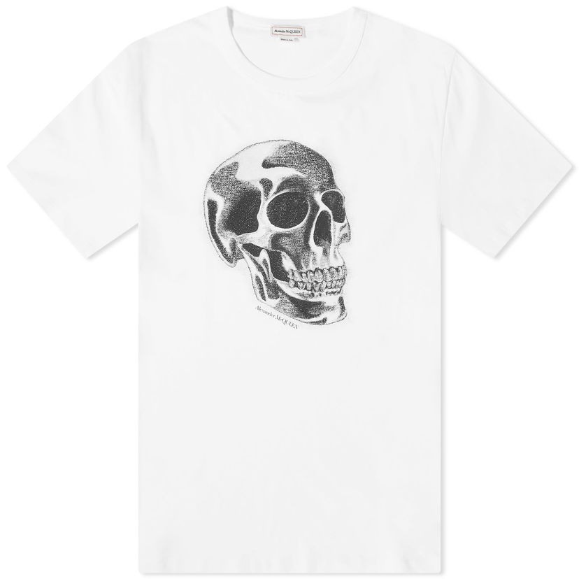 Тениска Alexander McQueen Metallic Skull Print T-Shirt Бяло | 776351QTAAQ-0909