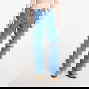 90S Straight Short Jeans with Ripped Knee