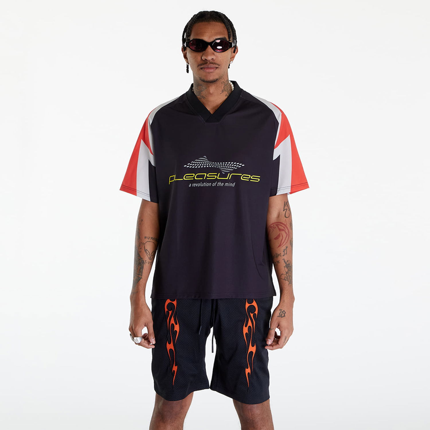 Тениска Pleasures Mind Soccer Jersey Tee Черно | P24SP011 BLACK, 0