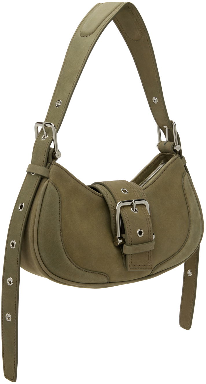 Чанта през рамо OSOI Suede Shoulder Bag With Buckle Зелено | 24FWB05002120, 1