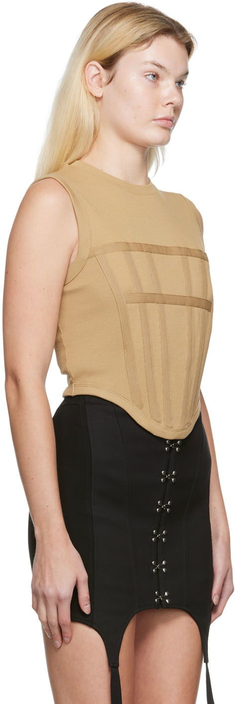 Потник Dion Lee Rib Knit Corset Tank Top Бежово | C3017R22, 1