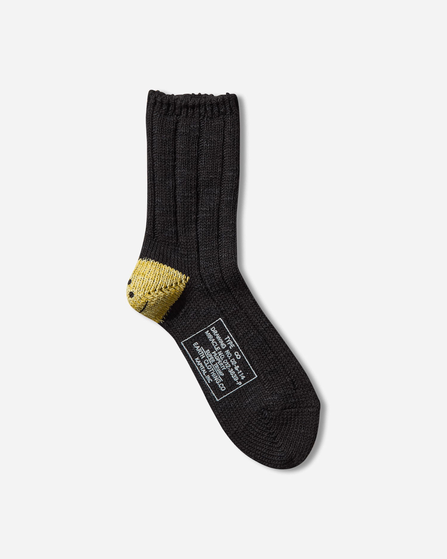 Чорапи KAPITAL SUPER TRUMP MA-1 56 Yarns Happy Heel Socks Черно | EK-1582XS BLACK, 0
