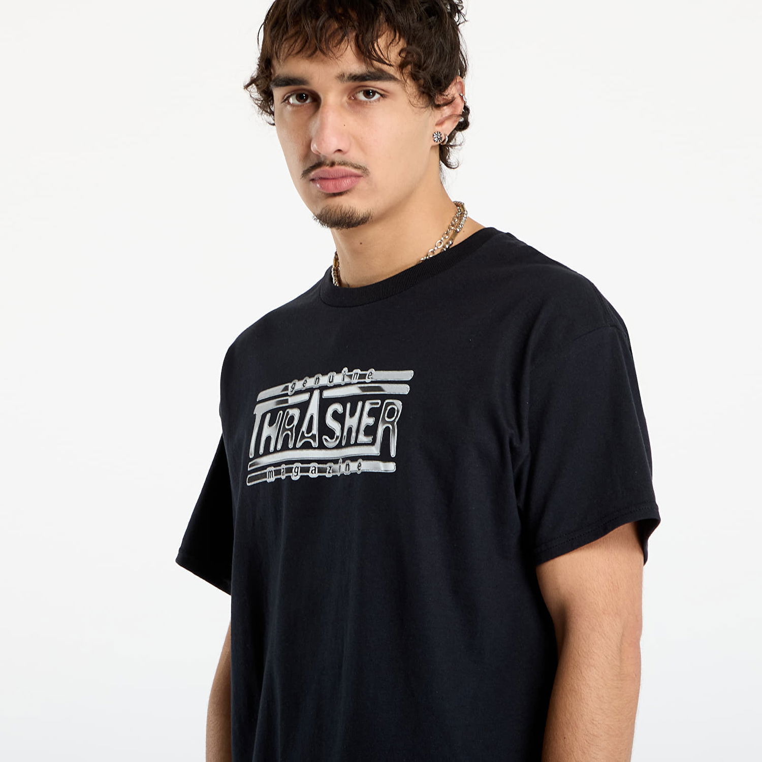 Тениска Thrasher Thrasher Chrome Genuine T-Shirt Черно | 145761, 1