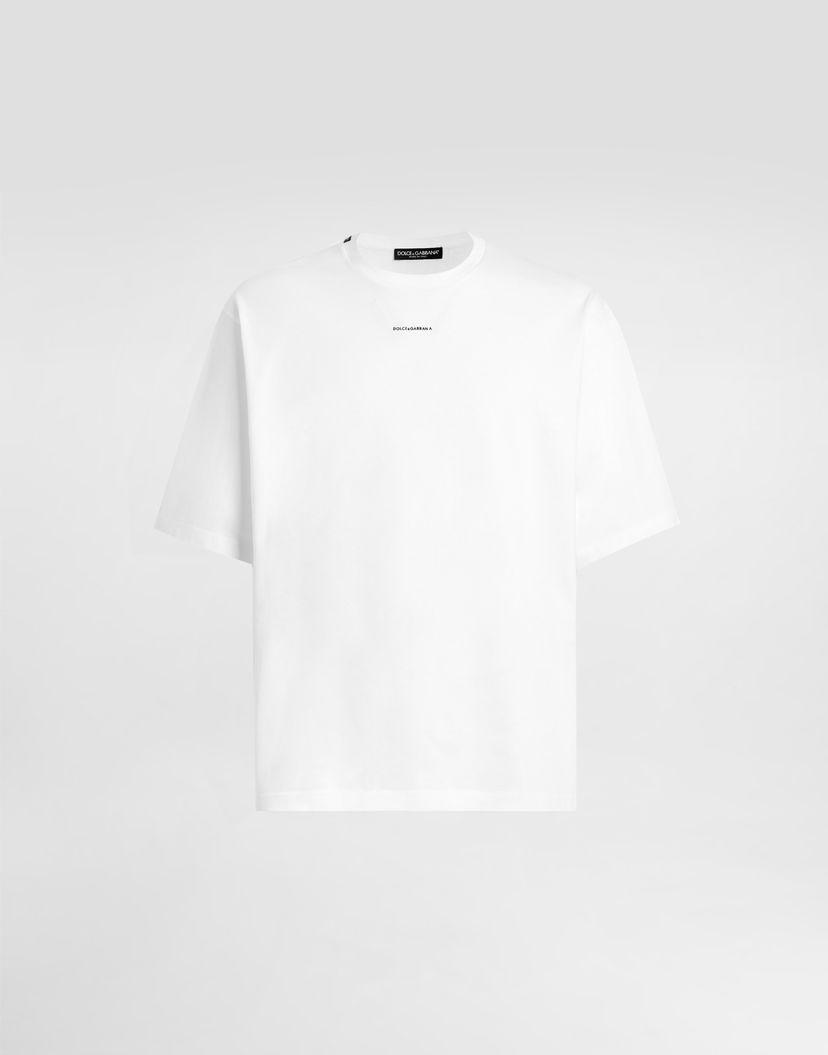 Тениска Dolce & Gabbana Oversized T-shirt with Dolce & Gabbana Print Бяло | G8PB8TG7PYRW0800