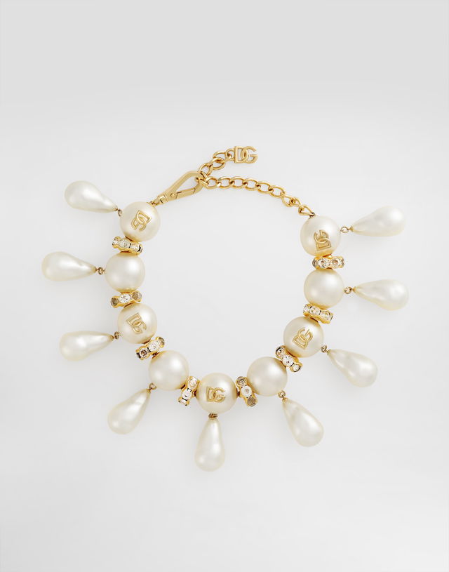 Maxi-necklace With Spheres, Teardrop Accents And Dg Logo