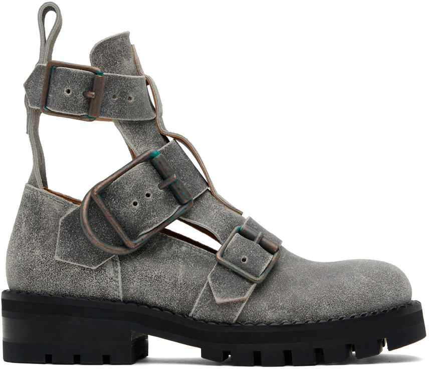 Грижа за обувките Vivienne Westwood Vivienne Westwood Rome Cutout Buckle Boots Сиво | 71010073M-L006F-, 0