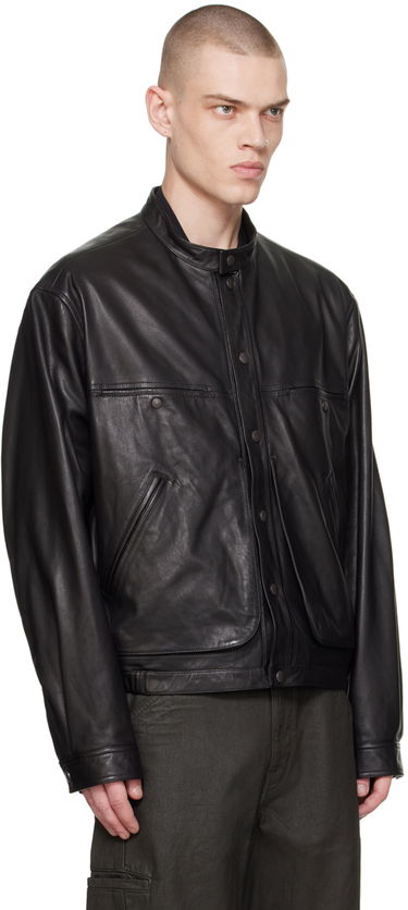 Яке бомбър LEMAIRE Lemaire Stand Collar Leather Jacket Черно | OW1057 LL0068, 1