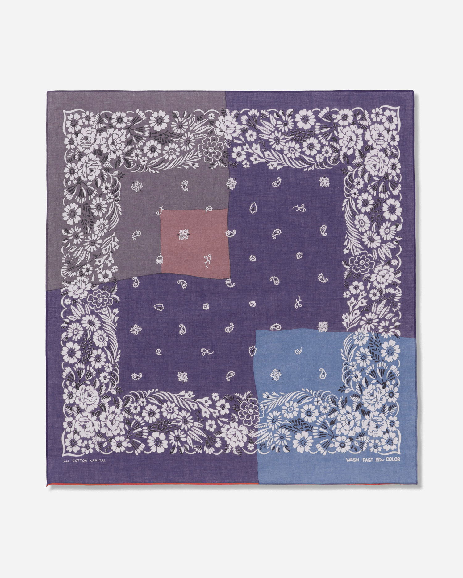 Шал KAPITAL Selvedge Bandana with Garden Patchwork Print Лилаво | EK-1633BA PURPLE, 0