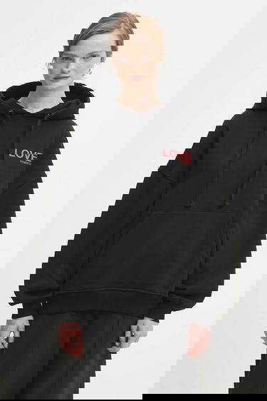 Суитчър Fiorucci Cotton Kissing Angels Love Print Relaxed Hoodie Черно | W25FWSHO002CJ05BK01, 0