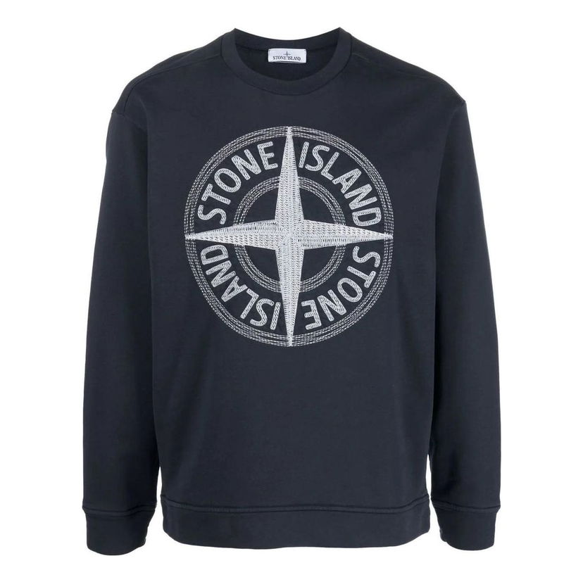 Пуловер Stone Island Embroidered Logo Sweatshirt Синьо | 781565484-V0020