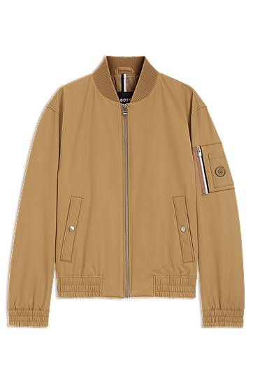 Яке бомбър BOSS Water-Repellent Bomber Jacket with Monogram Trim Бежово | 50544097