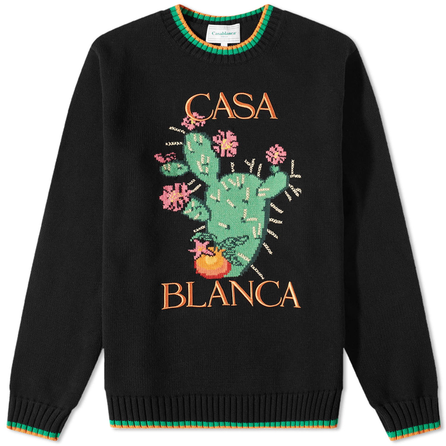 Пуловер Casablanca Cactus Intarsia Crew Knit Черно | MS23-KW-378-01, 0