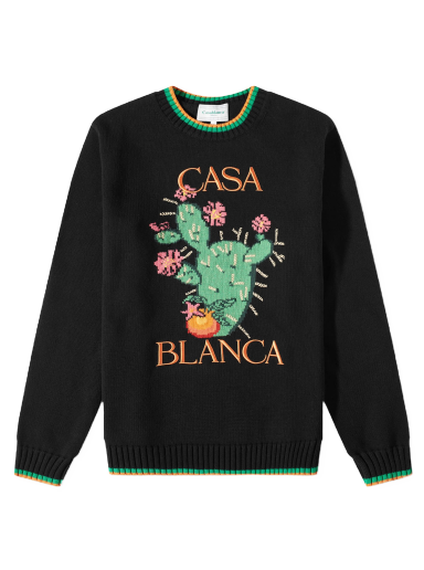 Пуловер Casablanca Cactus Intarsia Crew Knit Черно | MS23-KW-378-01