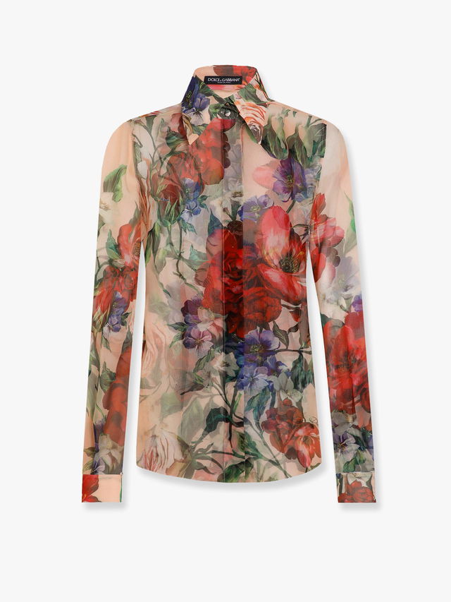 Dolce & Gabbana Floral Print Sheer Long Sleeve Shirt