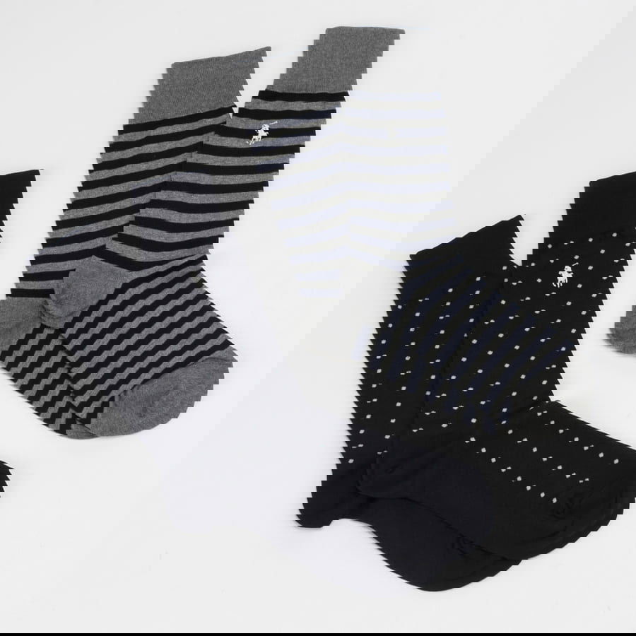 Чорапи Polo by Ralph Lauren Dot Stripe Crew Socks 2Pack Многоцветен | 449655259002, 0