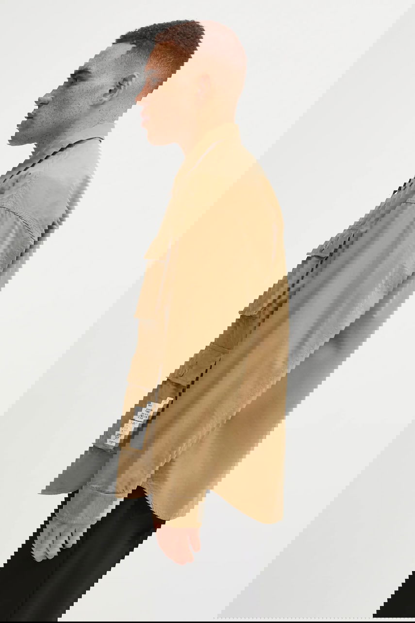 Риза Neighborhood NEIGHBORHOOD Utility Long Sleeve Shirt with Classic Collar, Regular Fit, Cotton Бежово | 252AQNH.SHM04, 1