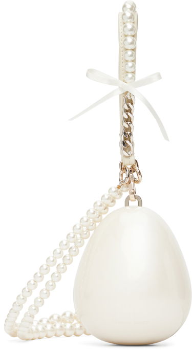 Дамска чанта Simone Rocha Simone Rocha Pearl & Chain Strap Pearl Egg Bag Бяло | BAG110ECBOW 0773, 0