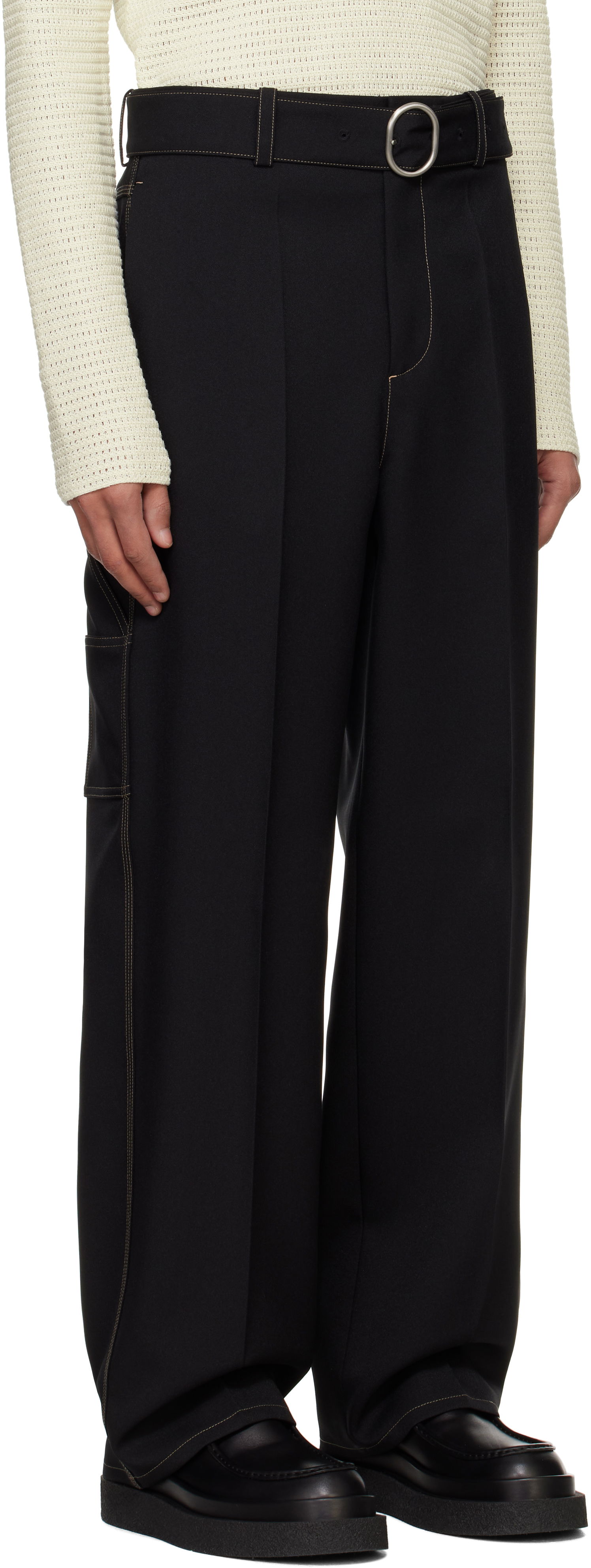 Панталони Jil Sander Jil Sander Belted Trousers Черно | J22KA0255_J70001, 1