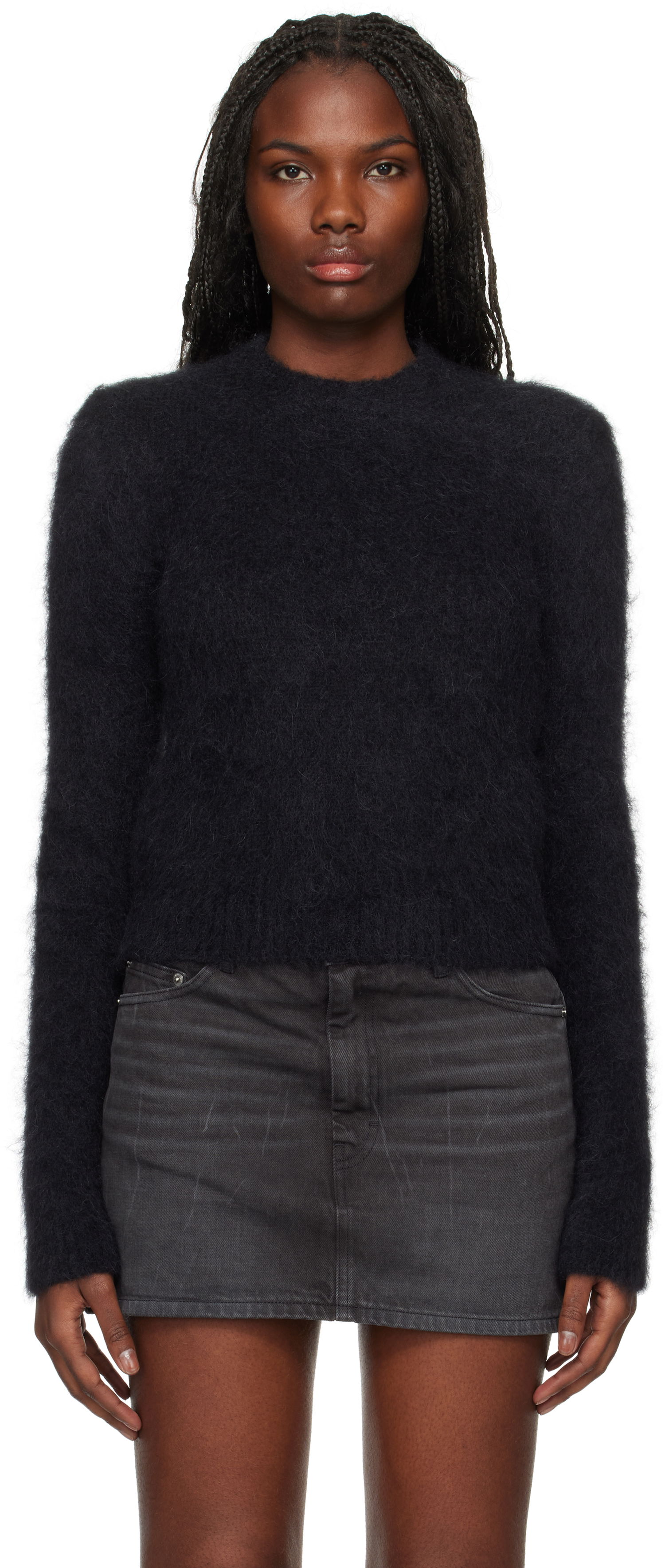 Пуловер AMI Brushed Mohair Sweater Черно | FKS047.KN0056, 0