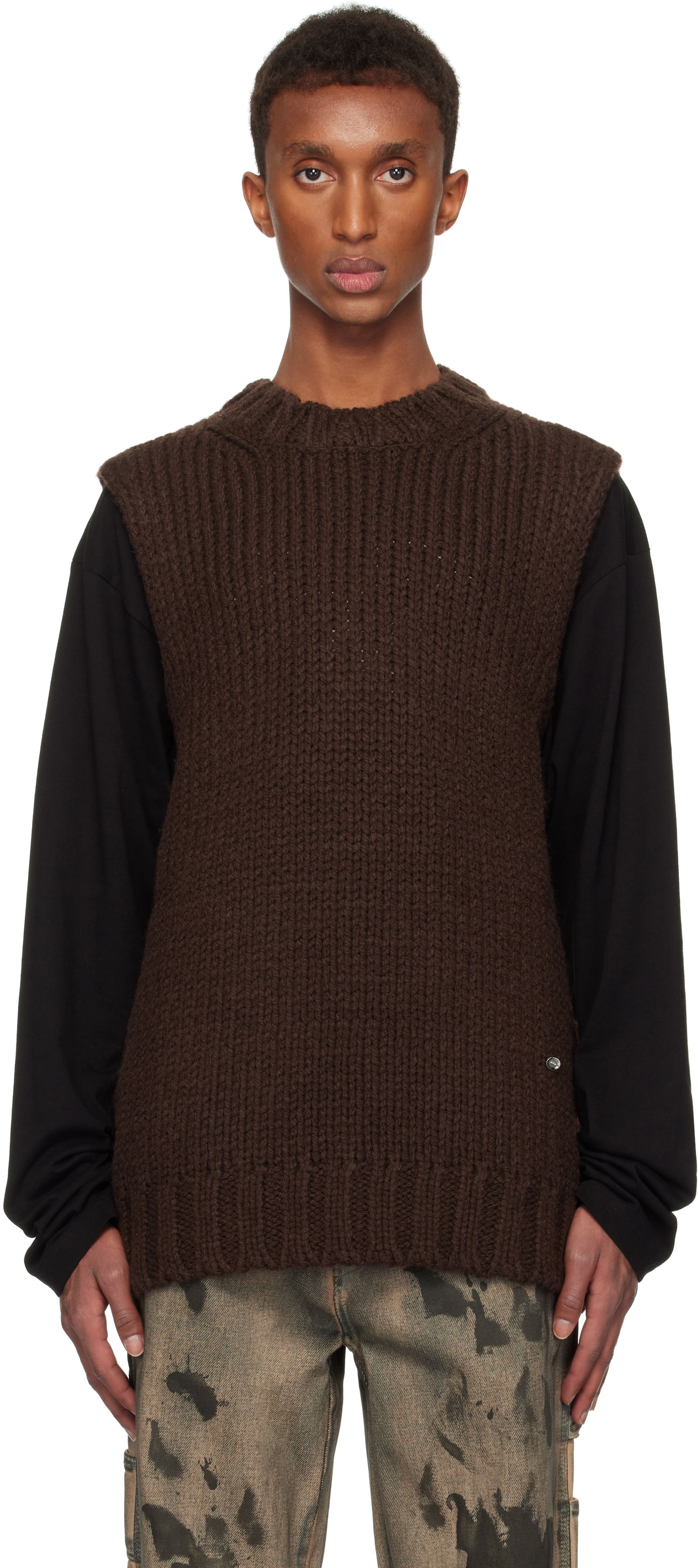Пуловер We11done We11done Sleeveless Knit Sweater Кафяво | WD-KT3-24-667-U-BR, 0