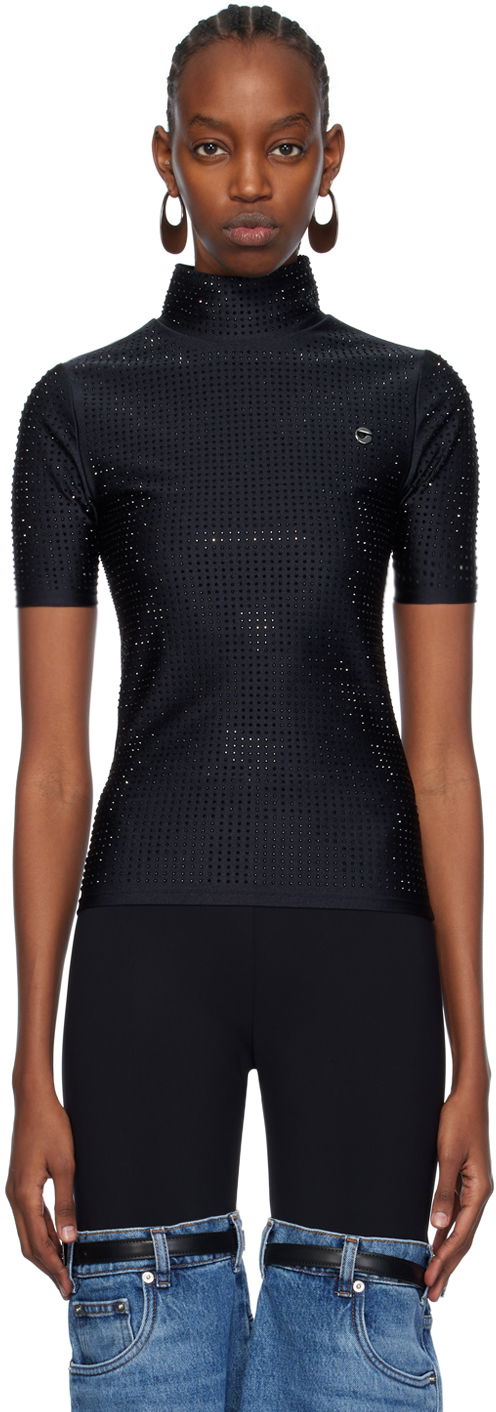 Пуловер Coperni Coperni Crystal Embellished Mock Neck Top Черно | COPJS20BIS855