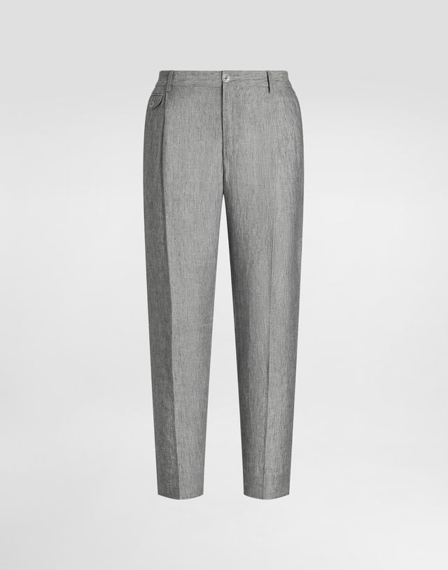 Dolce & Gabbana Washed Linen Canvas Cropped Trousers