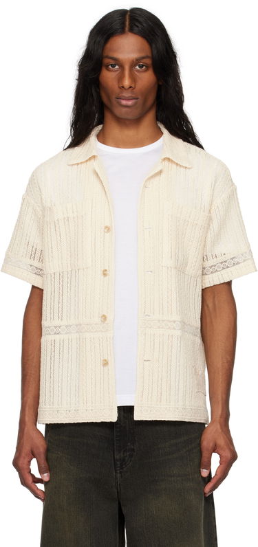 Риза Andersson Bell Andersson Bell Jacquard Stripe Short Sleeve Shirt Бежово | atb1279m, 0