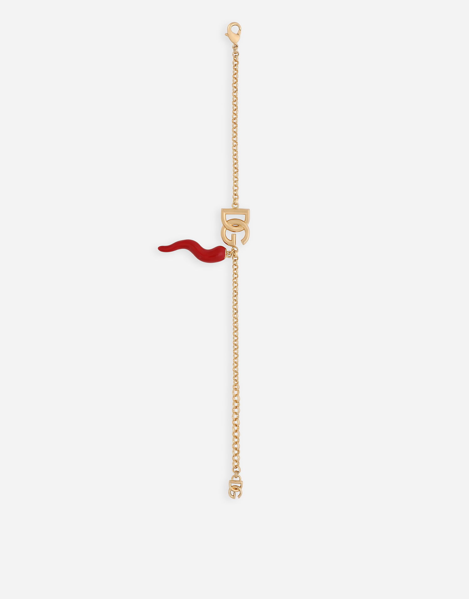 Гривна Dolce & Gabbana Gold Chain Bracelet With Logo And Horn Pendant Червено | WBQ6C1W1111ZOO00, 1