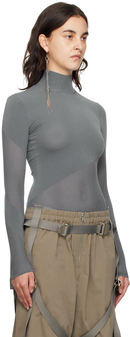 боди Dion Lee Dion Lee Helix Mock Neck Top Сиво | C7229F23, 1