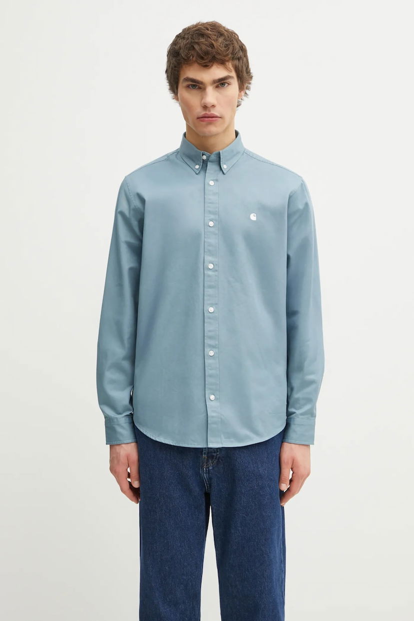 Риза Carhartt WIP Long Sleeve Madison Shirt with Regular Fit and Button-Down Collar Синьо | I023339.39HXX