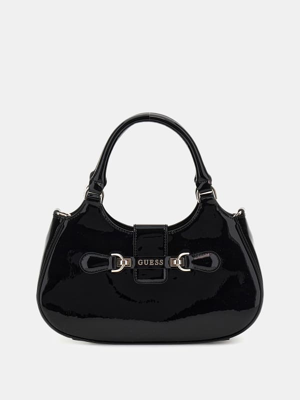 Дамска чанта GUESS Nolana Patent Handbag Черно | HWPG9500050