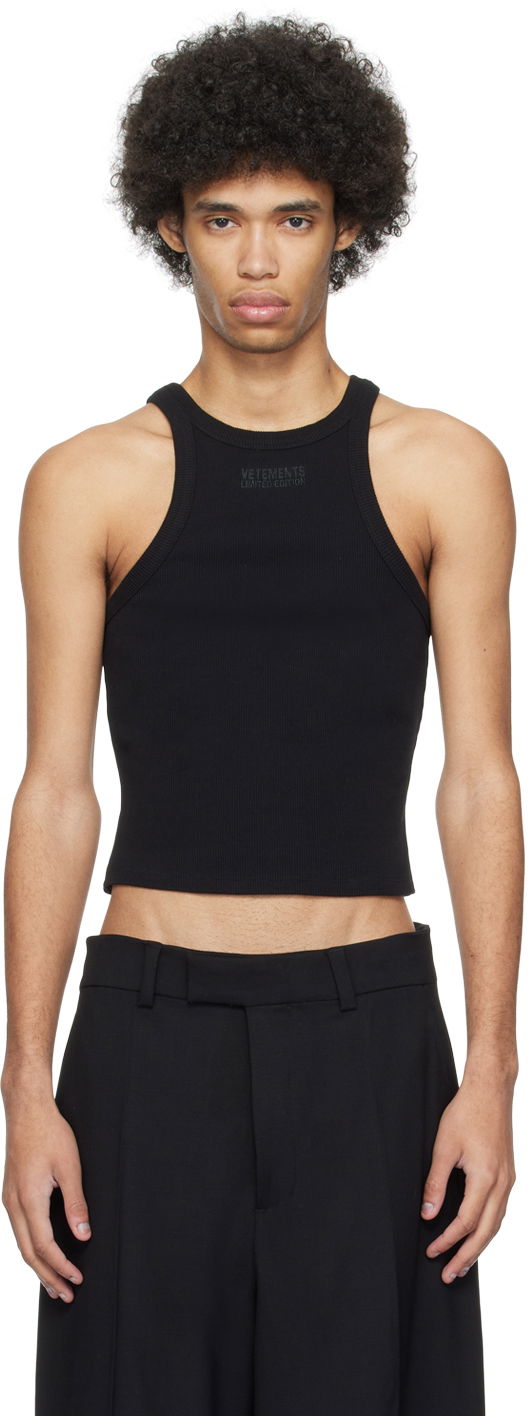 Потник VETEMENTS Embroidered Tank Top Черно | UE64TO140B