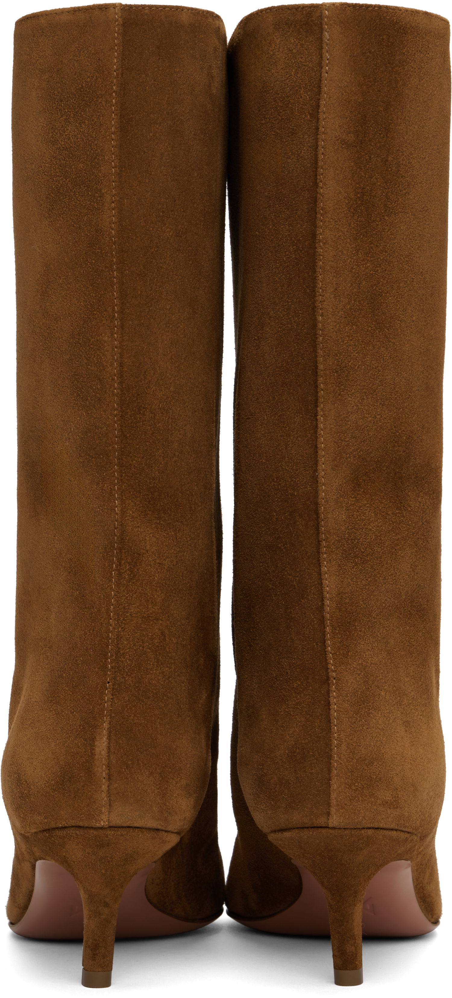Облекло Amina Muaddi Amina Muaddi Fiona 60 Suede Kitten Heel Boots Кафяво | FIONA BOOT SUEDE, 1