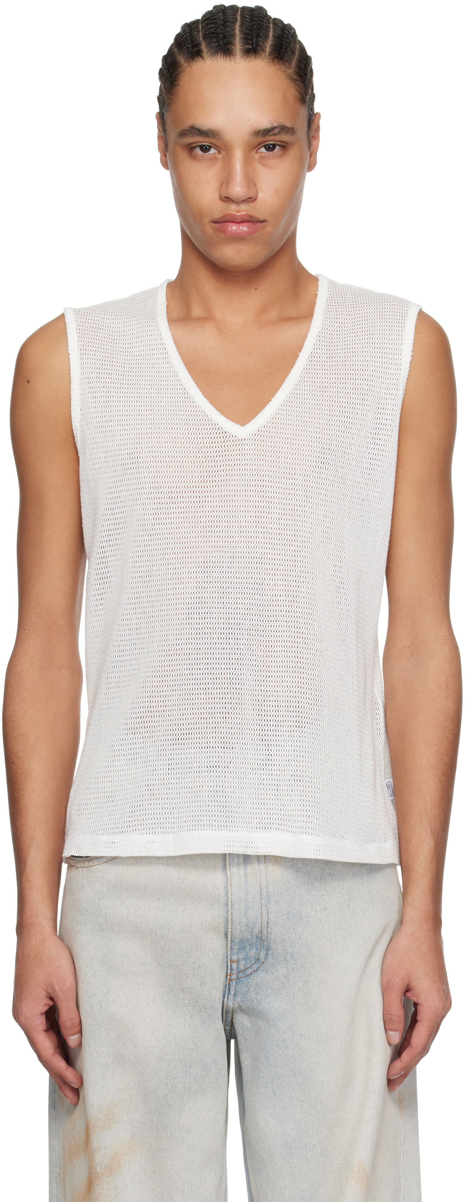 Потник Maison Margiela MM6 Maison Margiela V-Neck Tank Top Бяло | SH2NL0008 M20111, 0