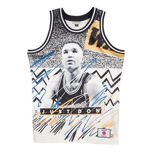 Фланелка Mitchell & Ness JUST DON NBA Basketball Jersey Бяло | DJY1PTOW-GSWNG180473THA