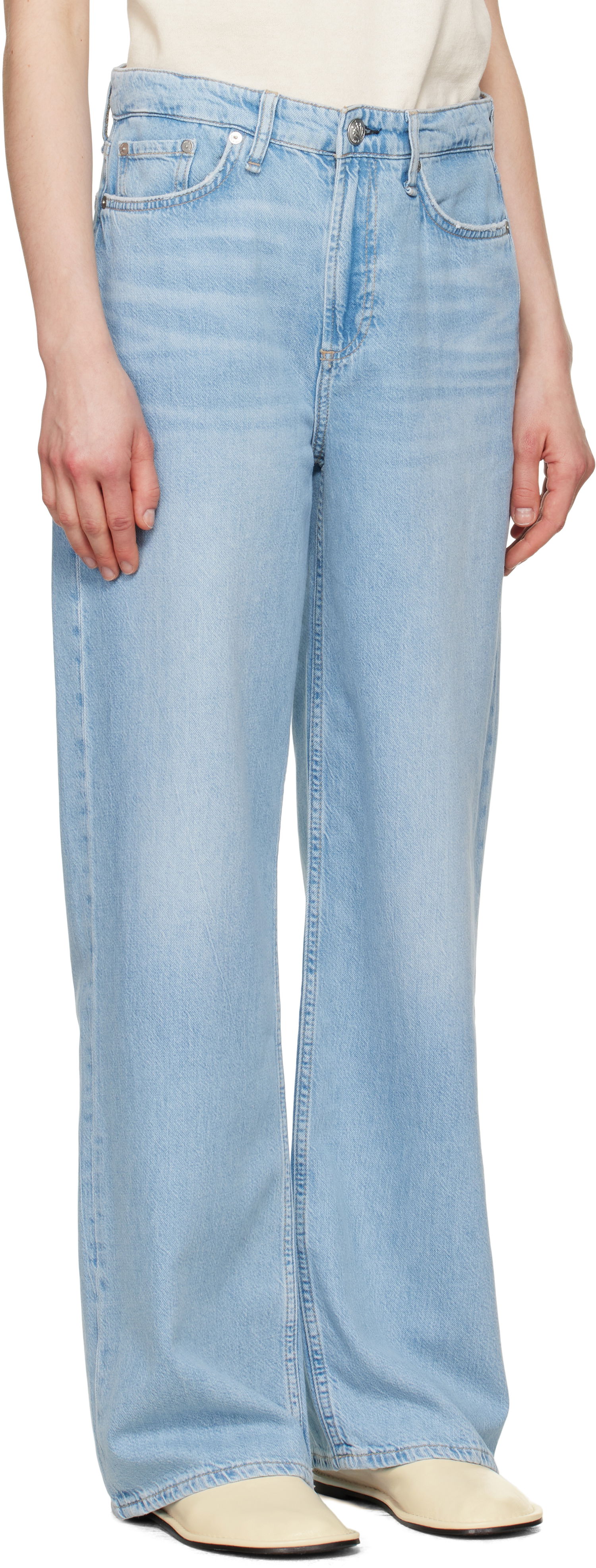 Дънки rag & bone rag & bone Featherweight Logan Wide-Leg Jeans Синьо | WDD25S2935FWGR, 1