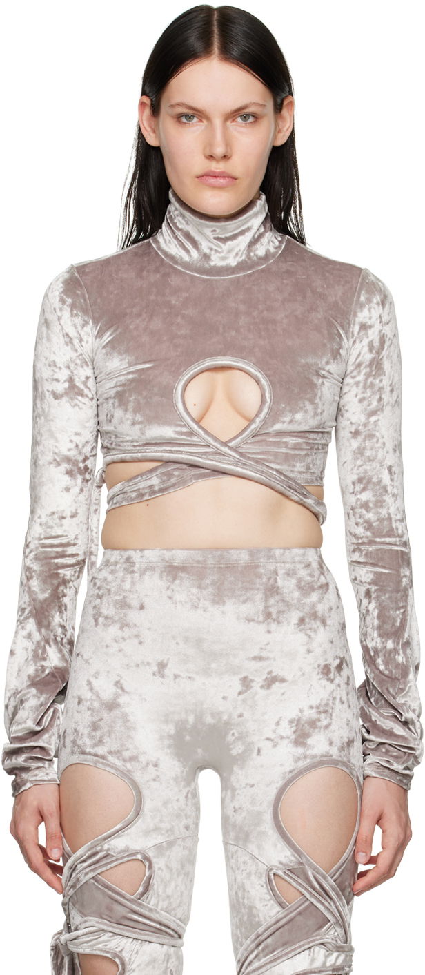Тениска Ottolinger Ottolinger Velvet Wrap Turtleneck Top Сиво | 401703, 0