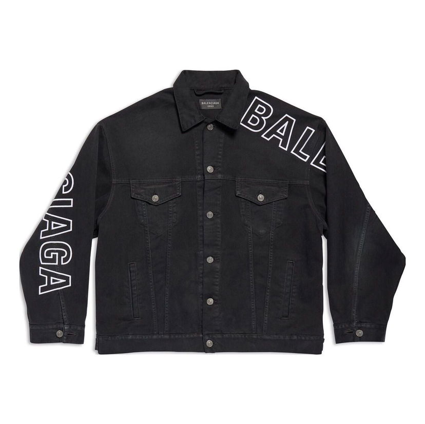 Яке Balenciaga Outline Large Fit Denim Jacket Черно | 767949TNW111672