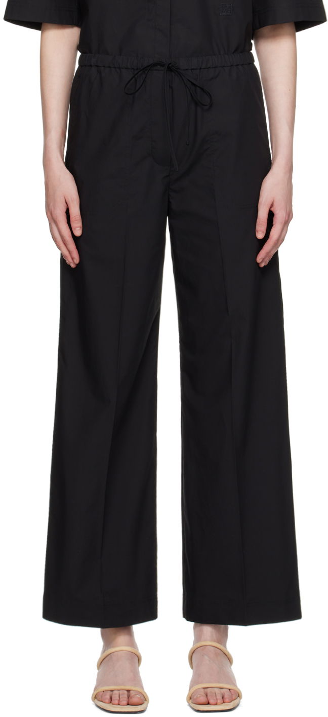 Панталони TOTEME TOTEME Drawstring Wide Leg Trousers Черно | 243-WRB1709-FB0217