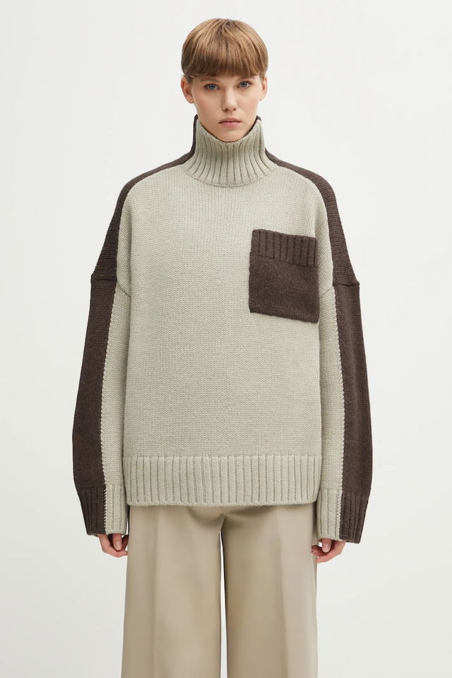 JW Anderson Two Tone Patch Pocket Turtleneck Sweater