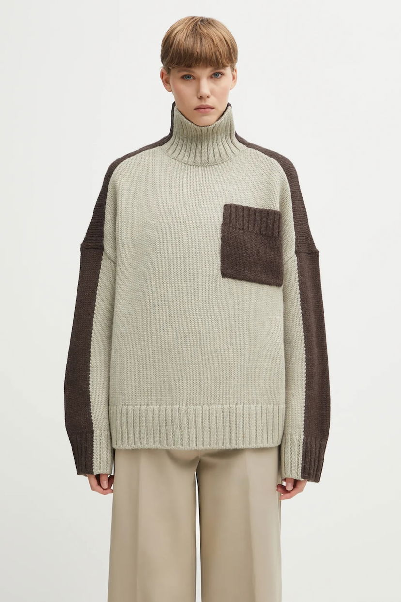 Пуловер JW Anderson JW Anderson Two Tone Patch Pocket Turtleneck Sweater Многоцветен | KW1402.YN0367
