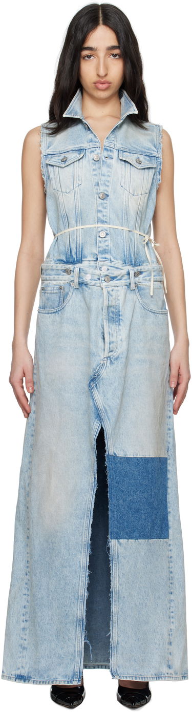 Pокля Maison Margiela MM6 Maison Margiela Paneled Denim Maxi Dress Синьо | S62DG0046 M30018, 0