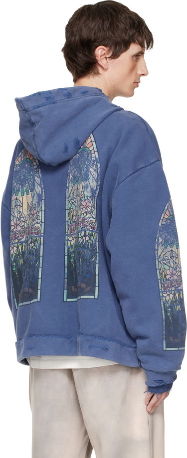 Суитчър Who Decides War Who Decides War Faded Distressed Stained Glass Print Hoodie Синьо | 1110190010FW25, 2