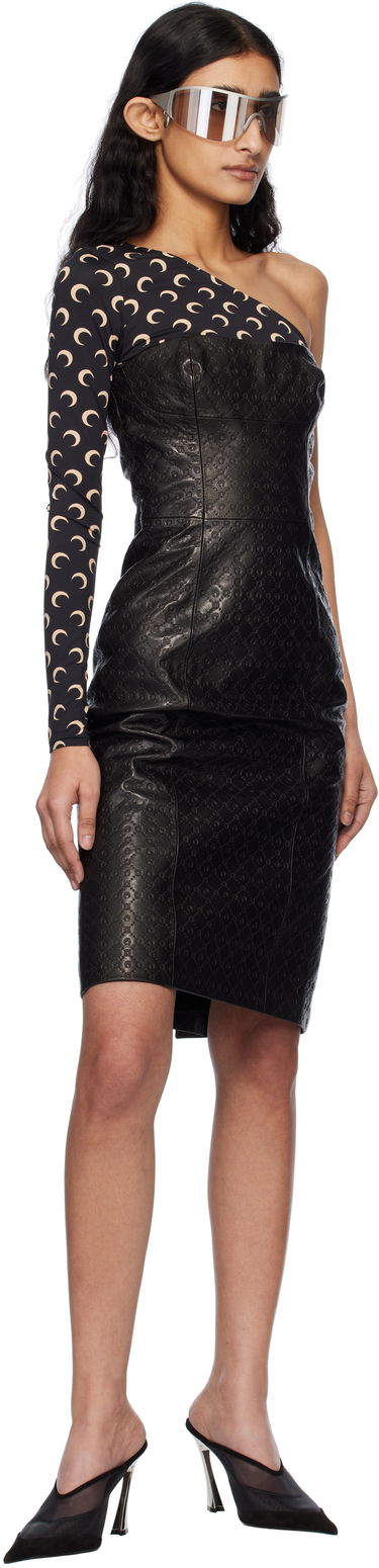 Pокля Marine Serre Marine Serre Moonogram Embossed Leather Midi Dress Черно | WDR315A RLEA0021, 3