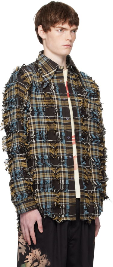 Риза Collina Strada Collina Strada Frayed Plaid Button-Up Shirt Кафяво | XX3063-B, 1