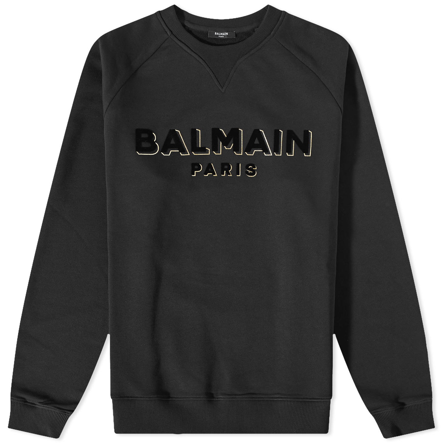 Суитчър Balmain Flock & Foil Paris Logo Crew Sweat Черно | BH1JQ005BB99-EGO, 0