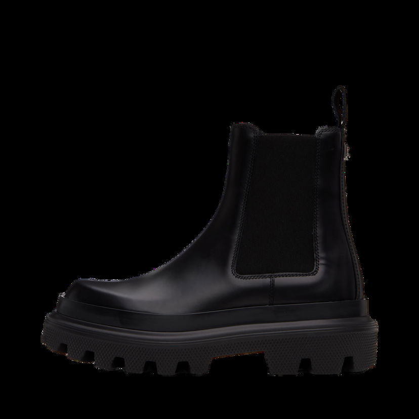 Кецове и обувки Dolce & Gabbana Black Pull-Loop Chelsea Boots Черно | A60565AB640